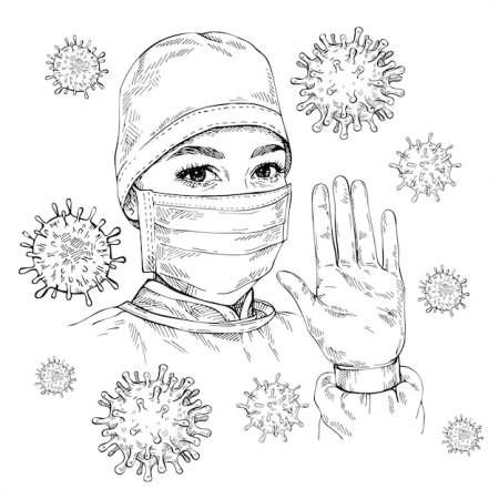 Раскраска девочка медсестра для детей