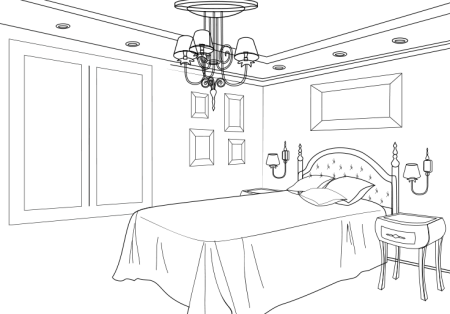 Спальня раскраска