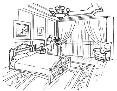 Спальня раскраска