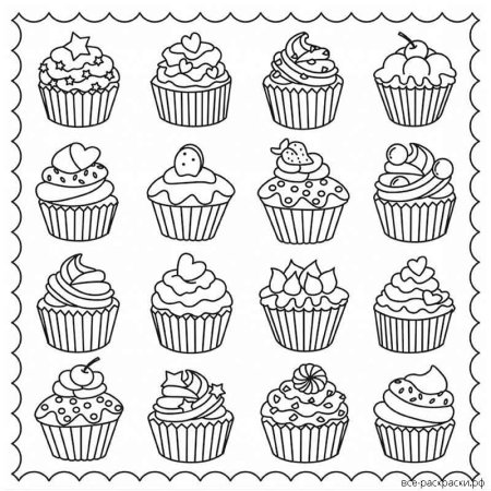 Сладости. Раскраска