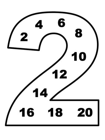 Число 2 раскраска для детей