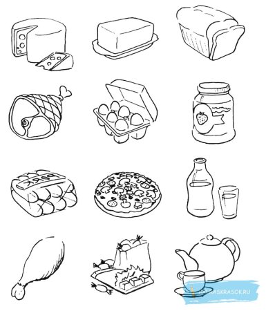 Раскраска продукты питания