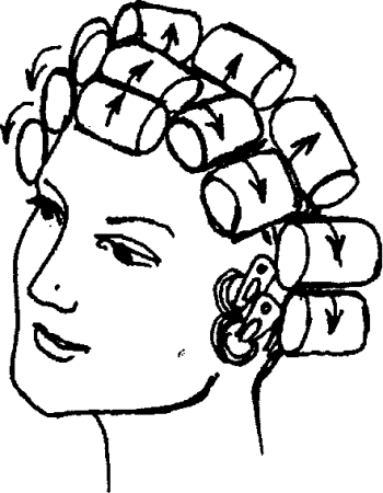 Расположение бигуди на голове