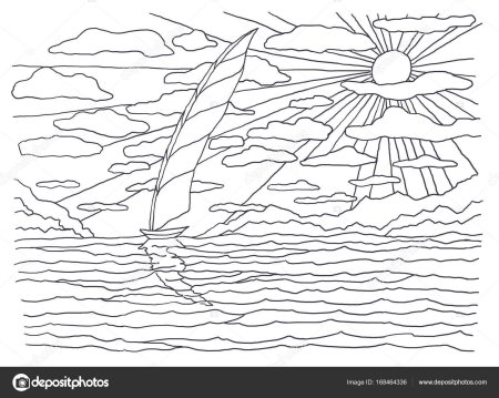 Трафарет морской пейзаж