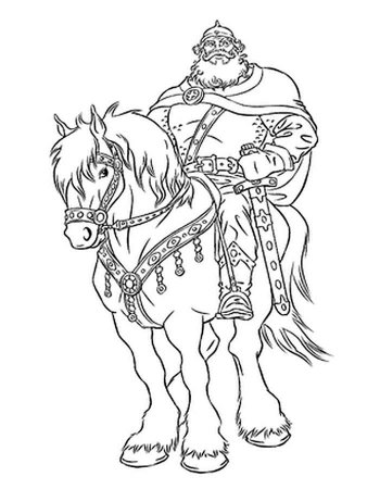 Раскраска богатырь Добрыня Никитич