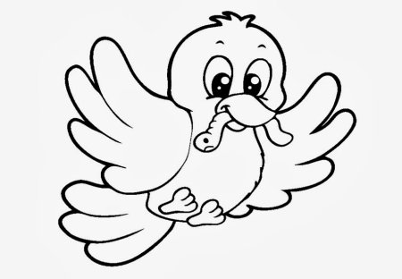 Контур птички для раскрашивания