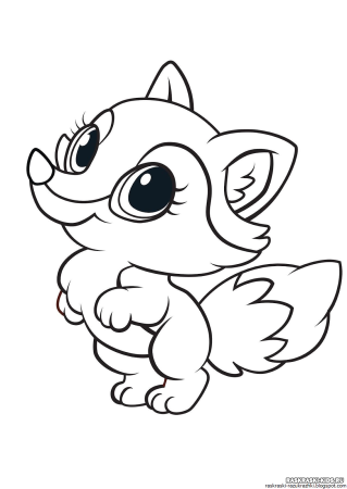 Контур лисы для раскрашивания