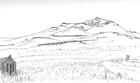 Степной пейзаж карандашом