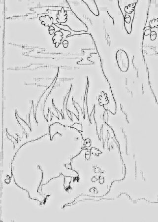 Рисунок к басне Крылова свинья под дубом