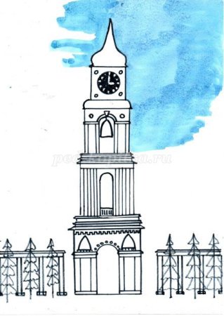 Чертеж колокольни Никольского собора