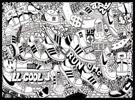 Рисунки в стиле инди КИД черно белые