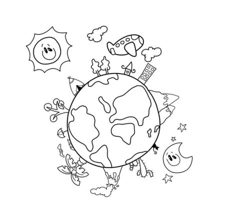 Земля раскраска для детей