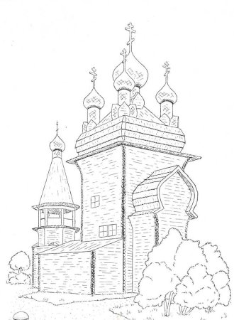 Храм раскраска для малышей