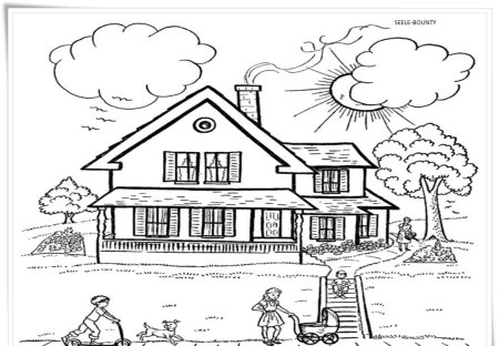 Деревенский домик раскраска