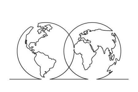 Полушария земли для раскрашивания