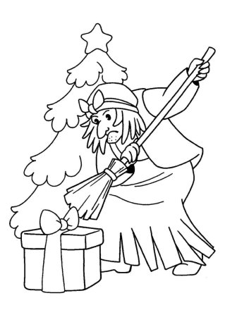 Раскраска баба Яга и избушка на курьих ножках