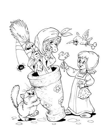 Портрет бабы яги раскраска