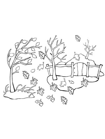 Раскраска поздняя осень