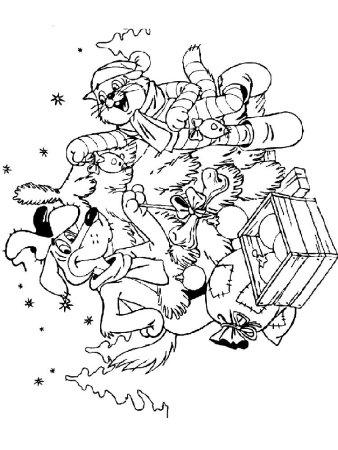 Зима в Простоквашино раскраска