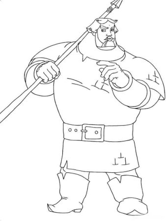 Разукрашка Илья Муромец богатырь