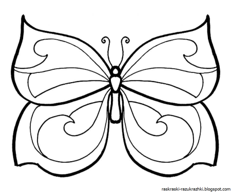Бабочка раскраска для детей
