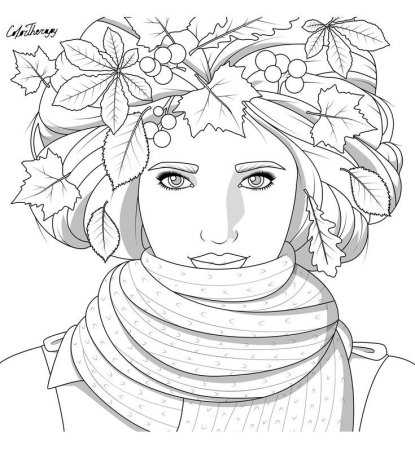 Девочка осень раскраска