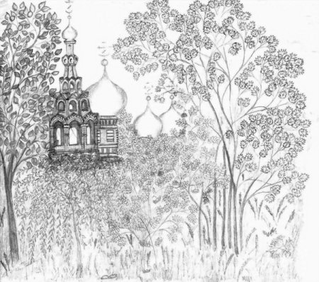 Раскраска Церковь и природа