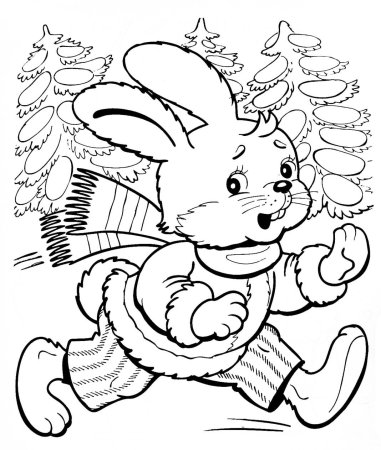 Новогодний Зайка раскраска