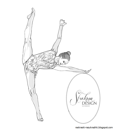 Раскраска гимнастки художественная гимнастика