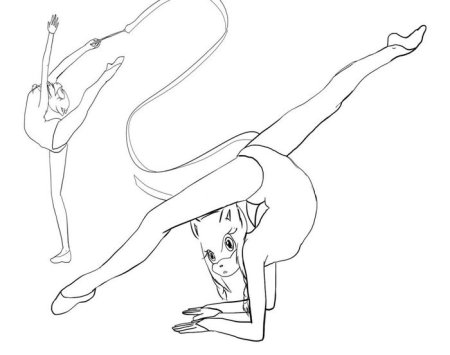 Раскраска гимнастка с обручем