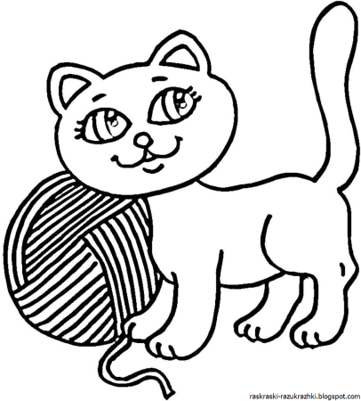 Кошечка раскраска для детей