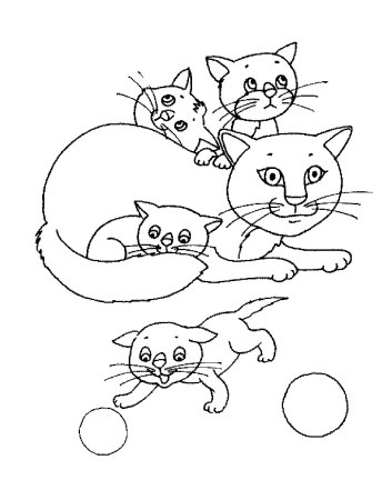 Кошки. Раскраска