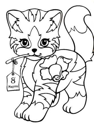 Кошка раскраска для детей