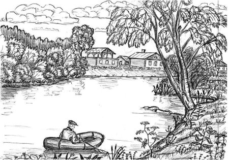 Раскраска Речной пейзаж