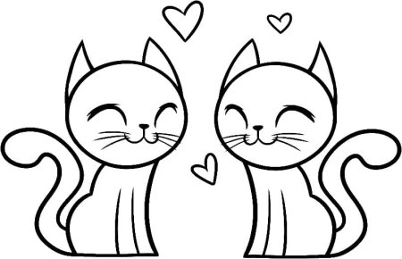 Раскраска котенок с сердечком