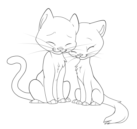 Раскраска две кошки