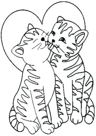 Раскраска котик с сердечком