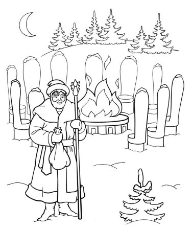 Раскраска из сказки 12 месяцев для детей