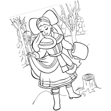 Раскраски к сказке двенадцать месяцев для детей