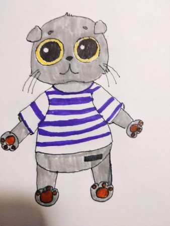 Раскраска кошечка с одеждой
