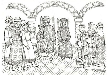 Раскраски сказки Пушкина о царе Салтане