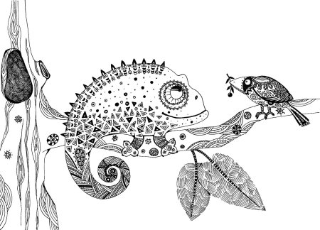 Раскраска антистресс хамелеон