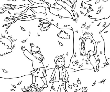 Осеннее дерево раскраска