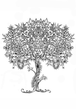 Раскраска антистресс дерево
