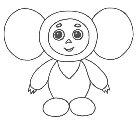 Раскраска Чебурашка Гена и Шапокляк