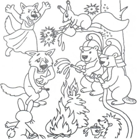 Пожарник раскраска