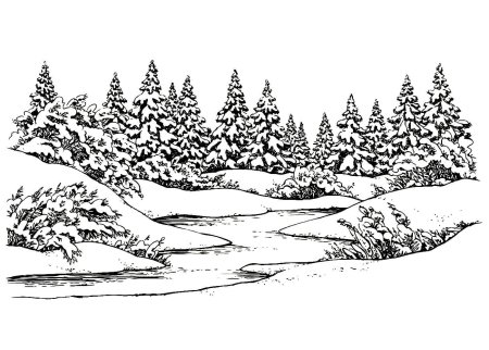 Осенний лес рисунок карандашом