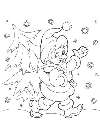 Новогодняя открытка раскраска