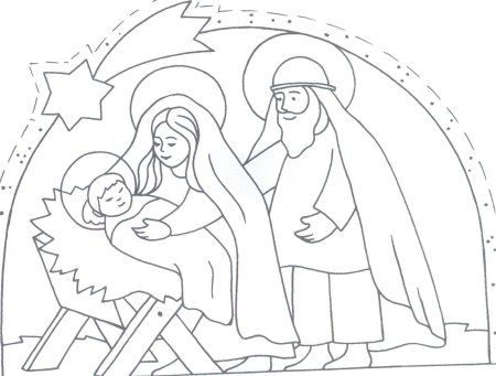 Рождественский вертеп раскраска