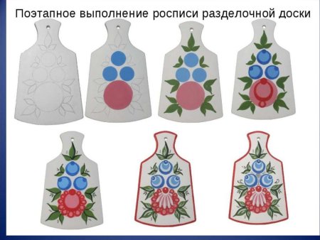 Рис. "Разделочная доска" Городецкая роспись